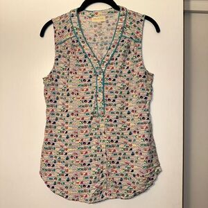 ModCloth Women’s Cafe au Soleil Swimmers Pattern Shirt Size Small EUC